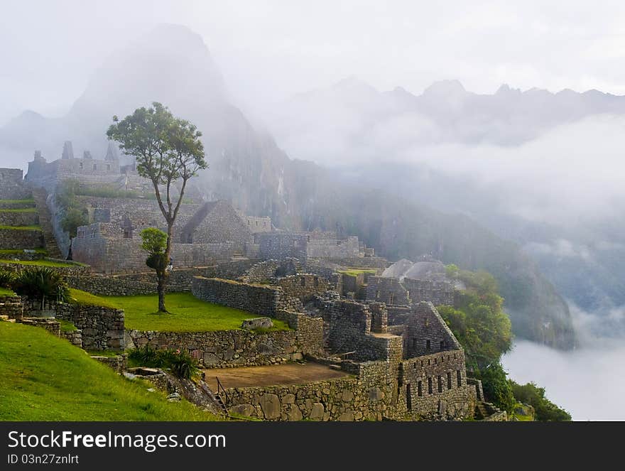 View of the archeological site of Machu Pichu