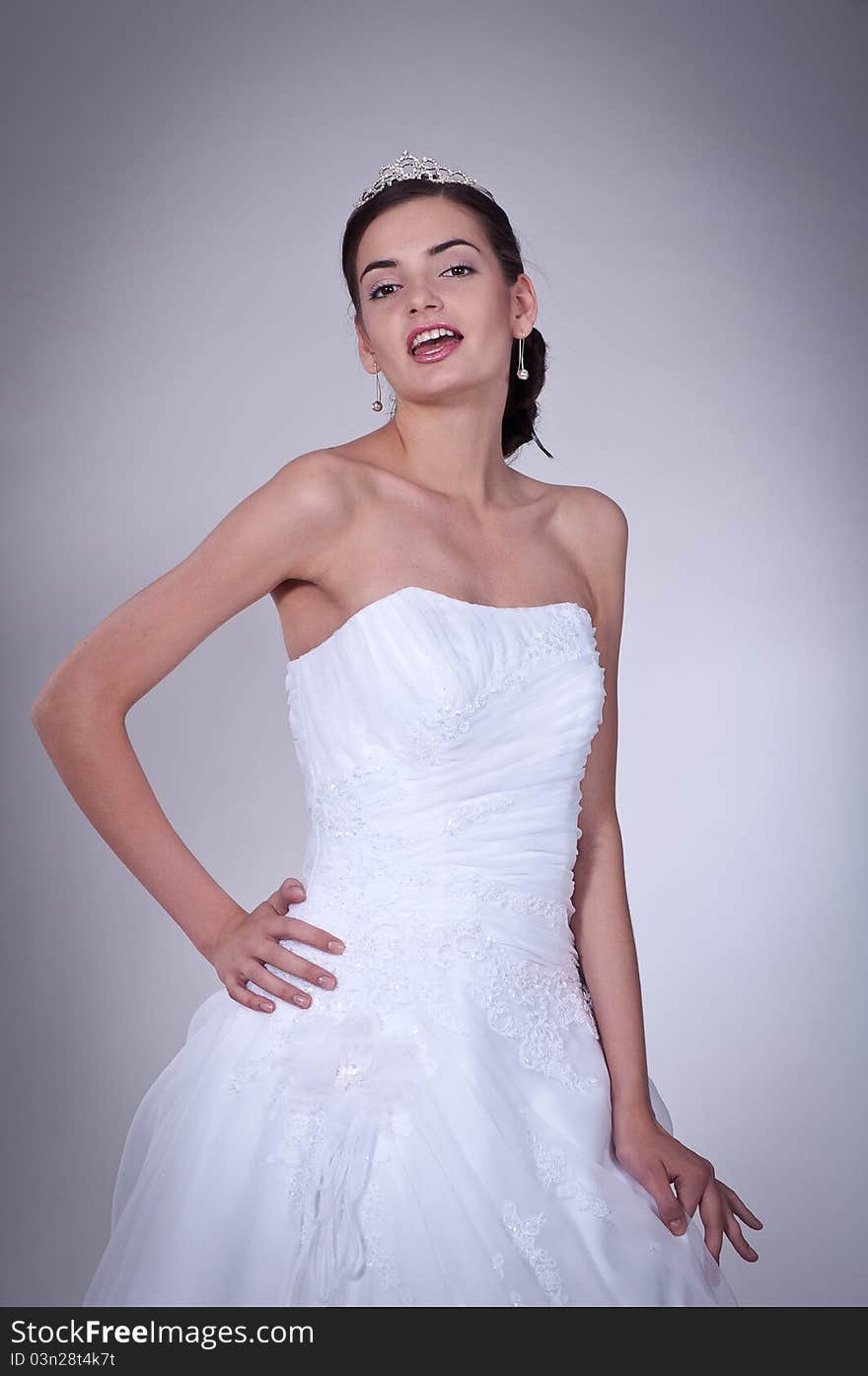 Women in wedding dress - studio shot