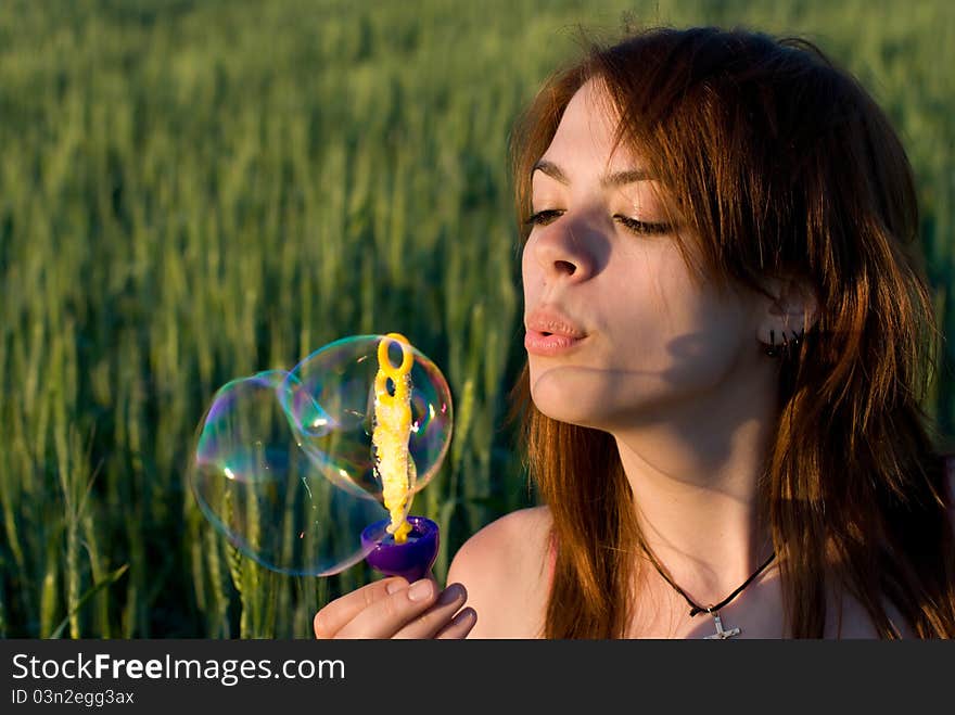 Young woman and bubbles