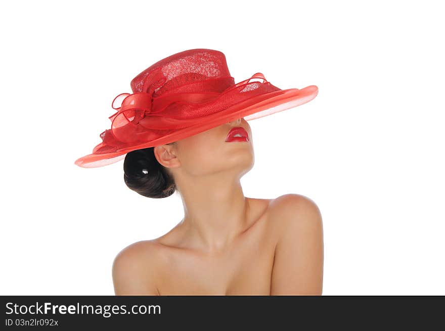 Beautiful Woman With Red Hat