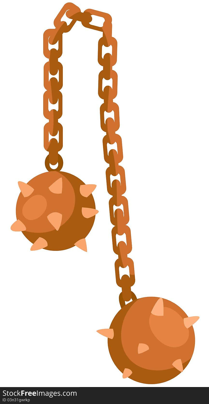 Illustration of isolated mace hanging on chain on white background