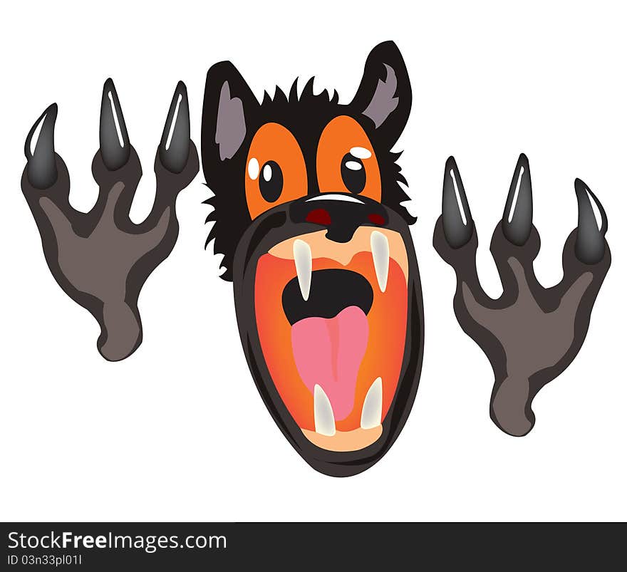 Bared Mouth Of The Wolf On White Background