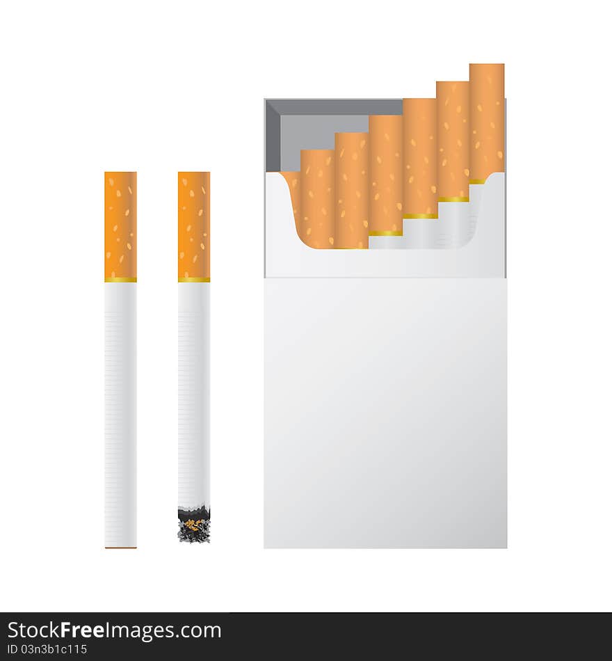 Vector illustration of cigarettes on a white background. Vector illustration of cigarettes on a white background