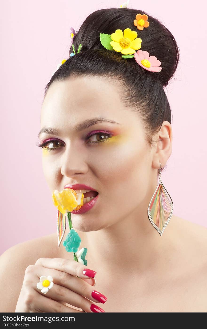 Close-up Portrait Of Beautiful Brunette