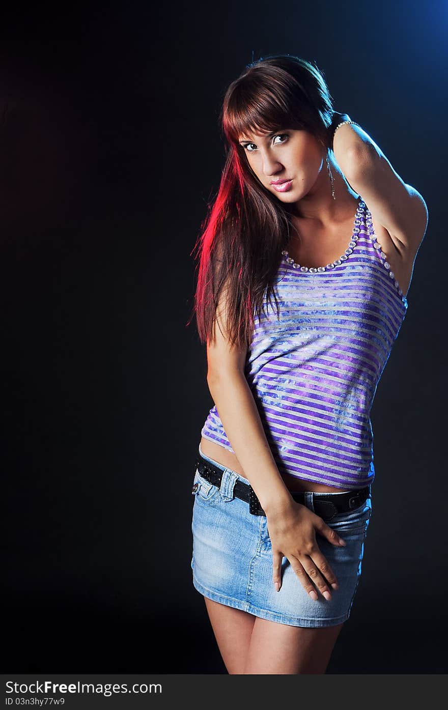 Portrait of young woman on the black background. Portrait of young woman on the black background