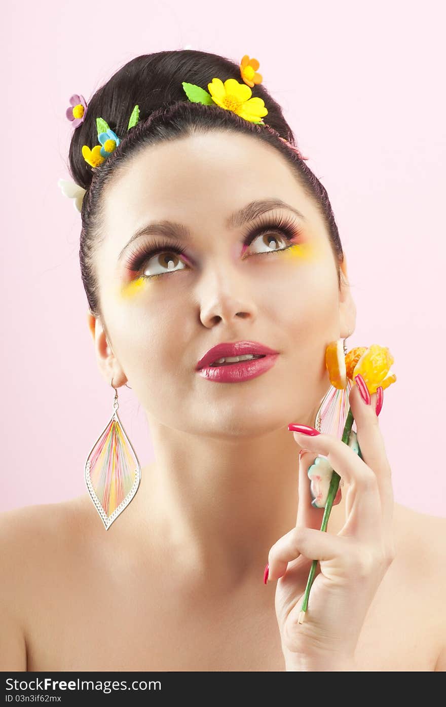 Close-up Portrait Of Beautiful Brunette