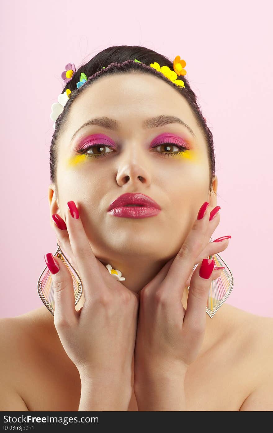 Close-up Portrait Of Beautiful Brunette