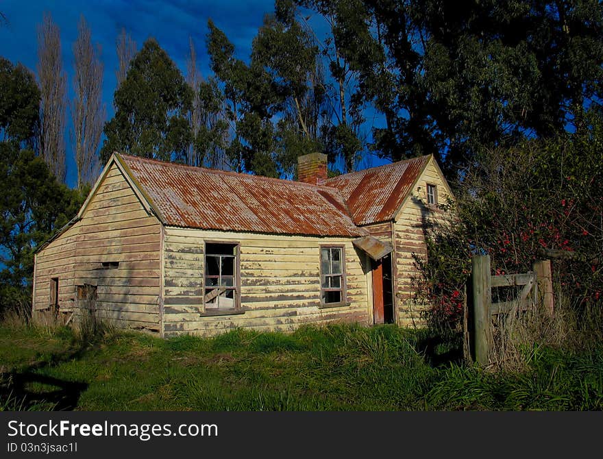 Old abandoned & crooked farm house. Old abandoned & crooked farm house