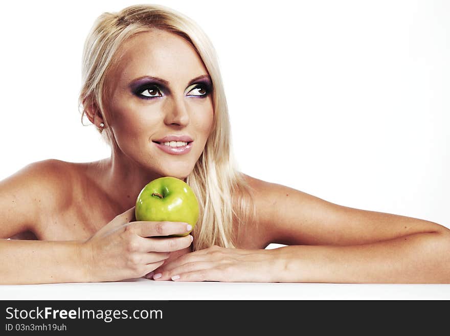 Beautiful Woman Holding Apple