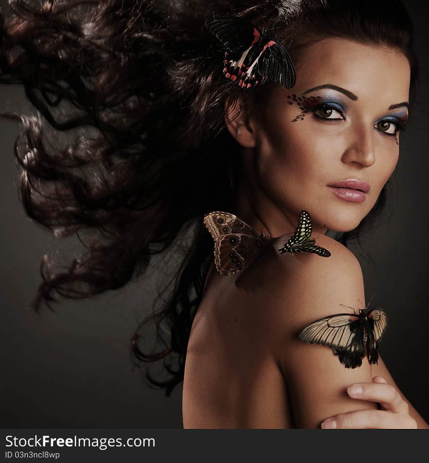 Woman and butterfly