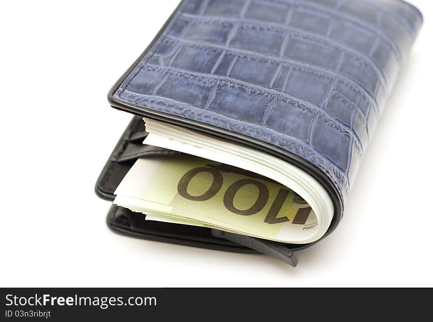 Wallet with money isolated on the white background