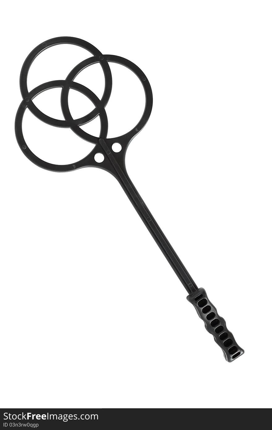 Black plastic carpet-beater isolated on white background with clipping path. Black plastic carpet-beater isolated on white background with clipping path