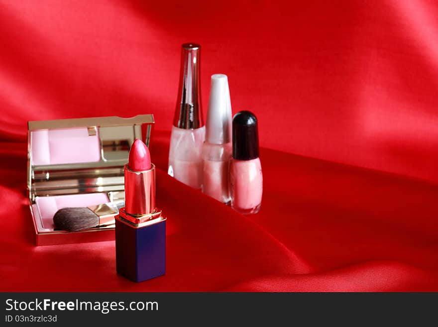 Makeup Set On Red