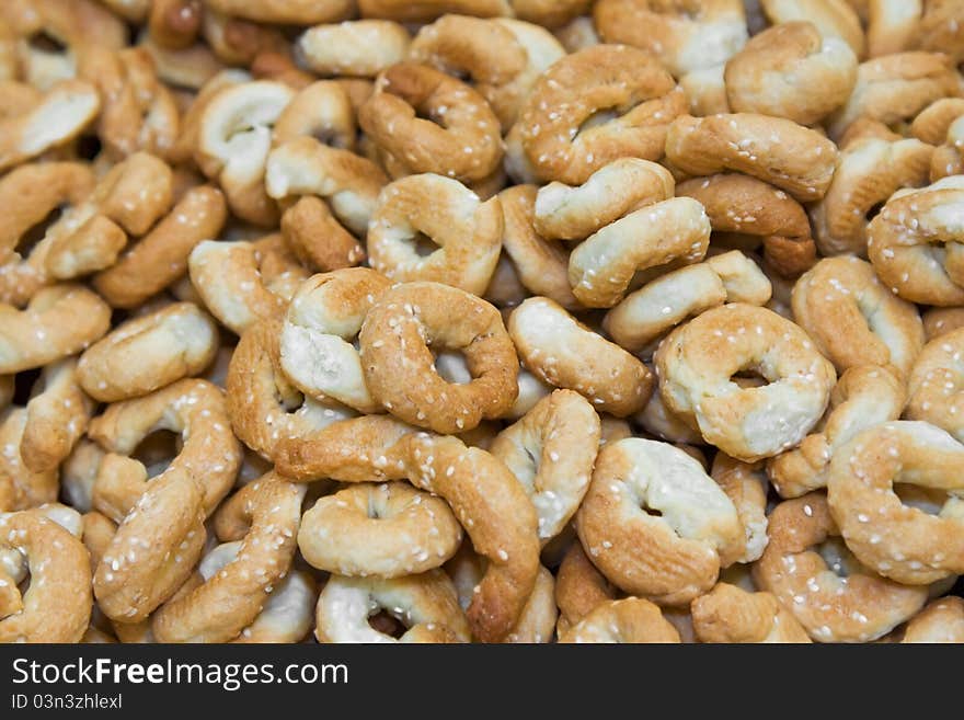 A scattering of dry tasty browned cookies