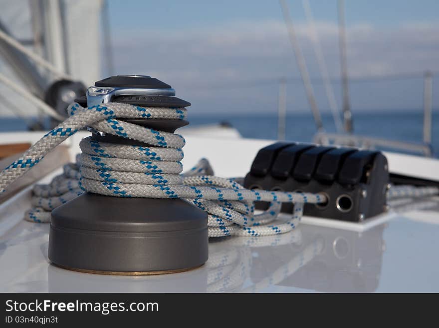 Winch on sailboat