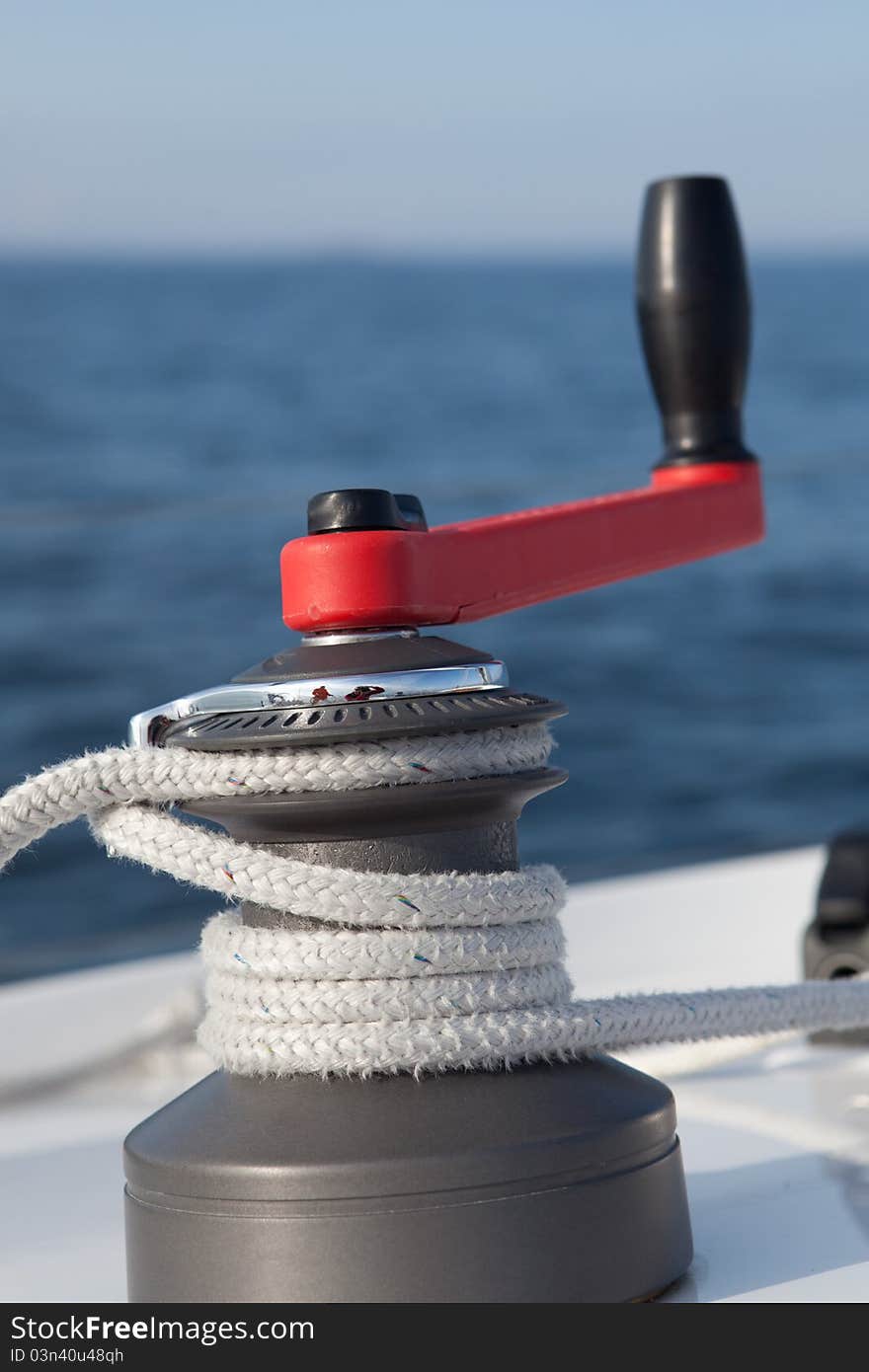 Equipment of sail yacht. Winch with grip. Equipment of sail yacht. Winch with grip.