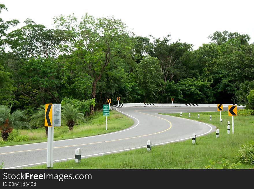 This s-curve is one of Kong Ping Ngu curve which is the part of main road from Kalasin to Sakonakorn, Thailand.