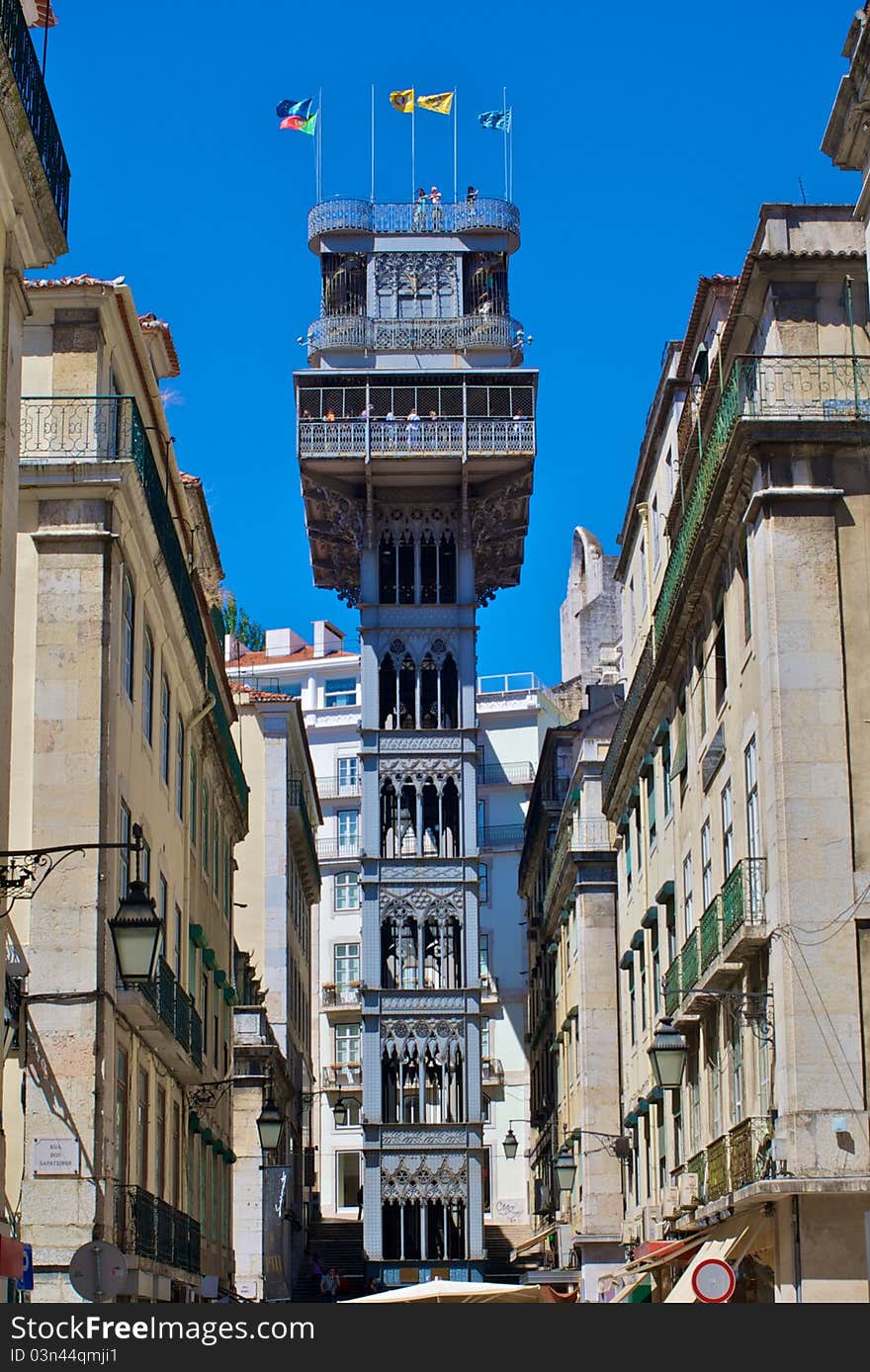 Famous portuguese elevator, Santa Justa, in Lisbon. Famous portuguese elevator, Santa Justa, in Lisbon