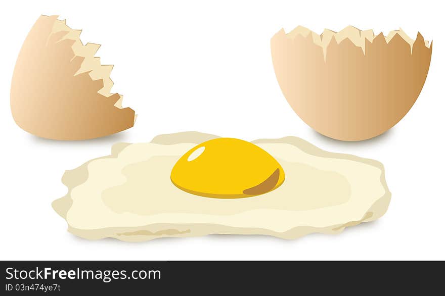 Broken Egg on white illustration