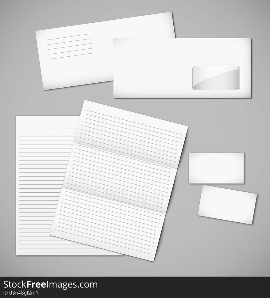 Set of paper items with letter