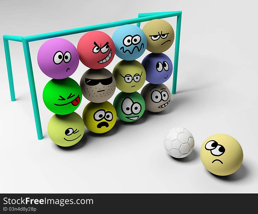 3d render of soccer match with funny people. 3d render of soccer match with funny people.