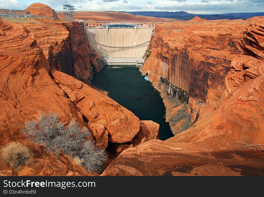 Downstream View of the Glen Canyon Dam, Utah