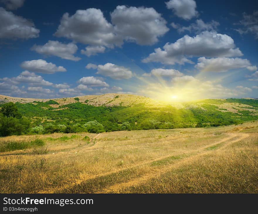 Sunset in mountain