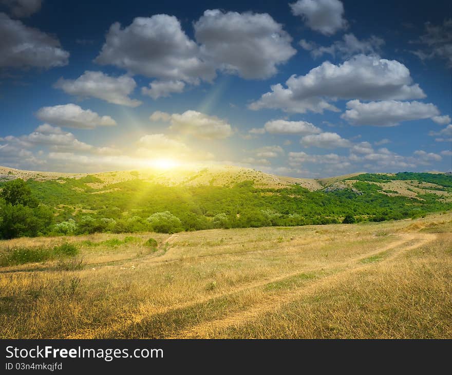 Sunset in mountain