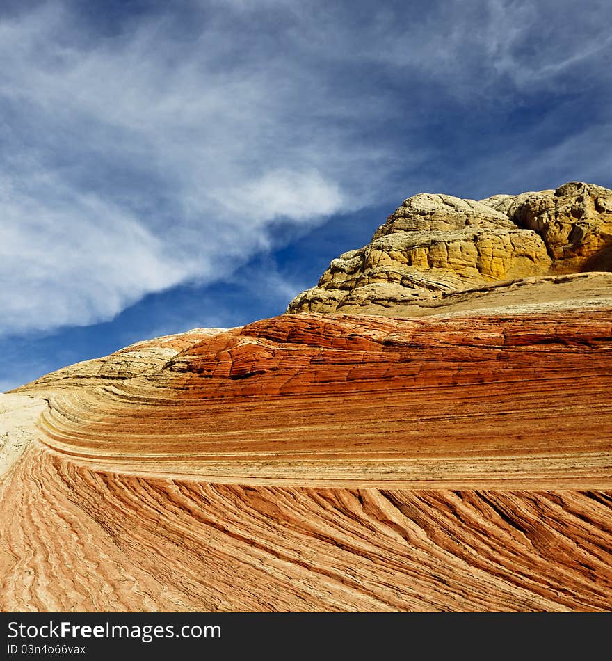 Unique sandstone rock formations at the Wite Pocket. Unique sandstone rock formations at the Wite Pocket