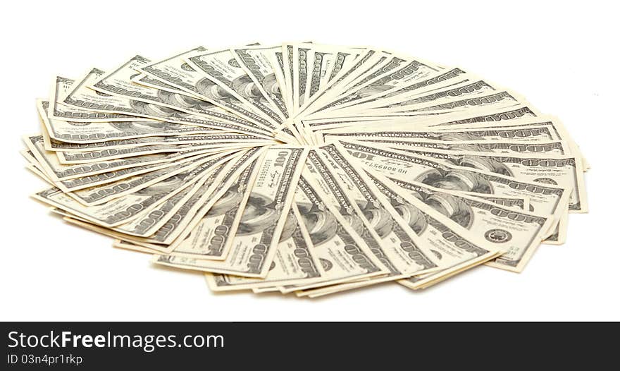 Dollars on a white background