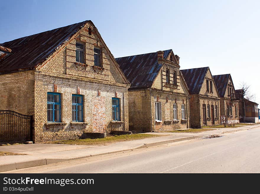 Some the old one-storeyed houses made of yellow bricks. Some the old one-storeyed houses made of yellow bricks