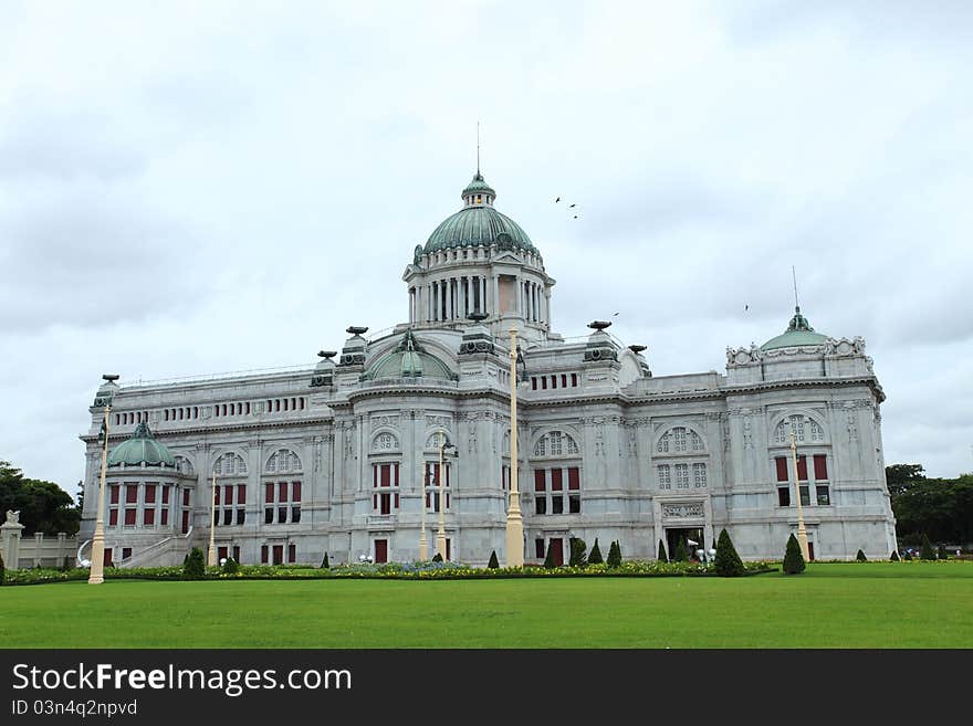 Ananda Samakhom Throne Hall  in raining season