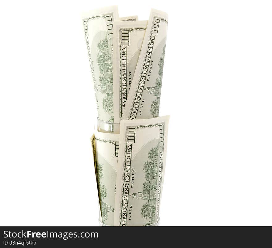 Dollars on a white background