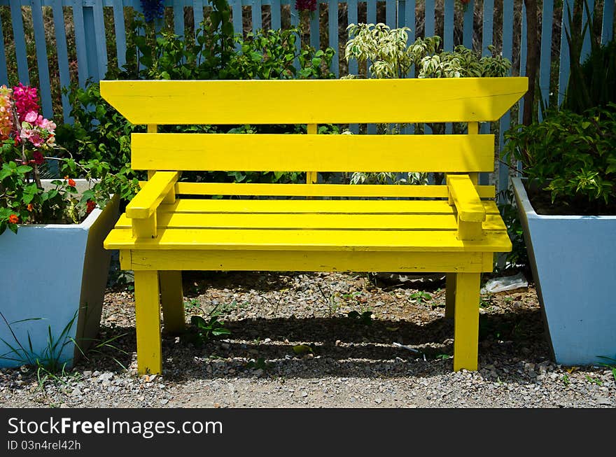 Yellow bench in the park. Yellow bench in the park.