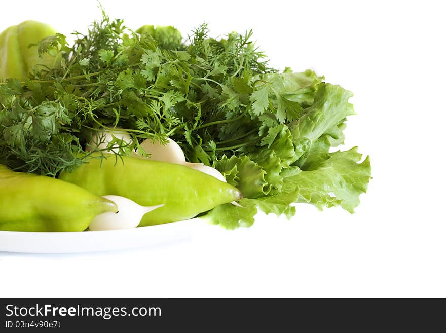 Fresh herbs and peppers