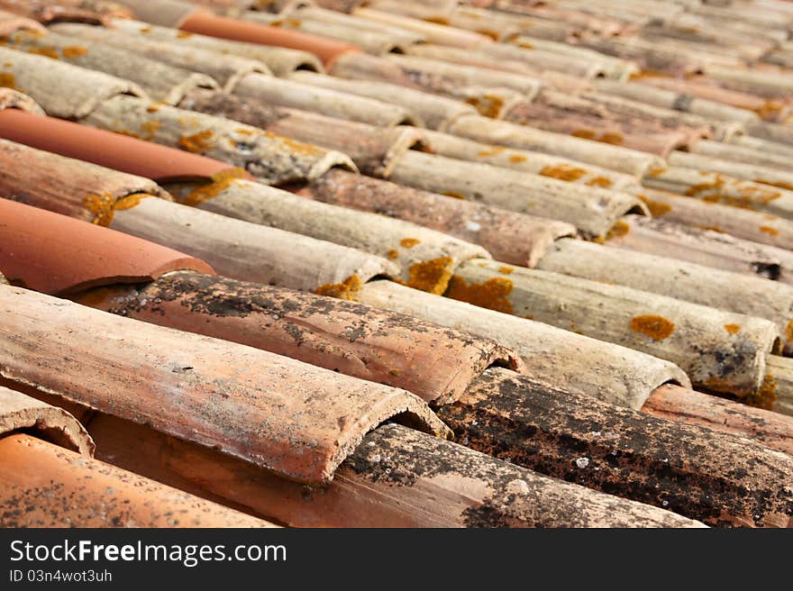 Detail of rooftop with roofing tiles. Detail of rooftop with roofing tiles.