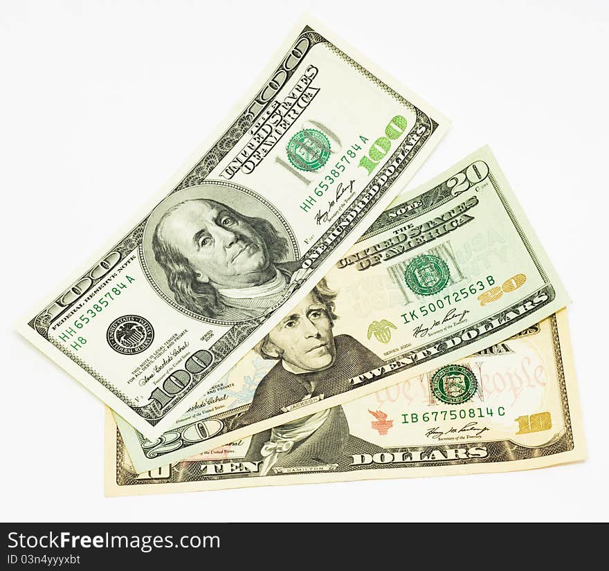 Dollars isolated on an white background