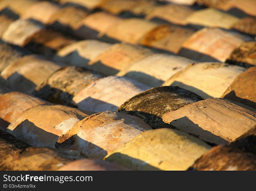 Detail of rooftop with roofing tiles