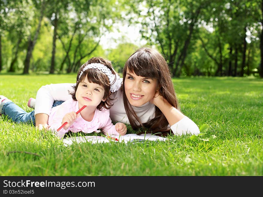 Mother With Her Daughter Outside