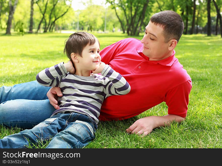 Father with his son in the park