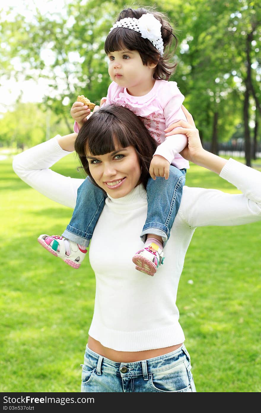 Mother With Her Daughter Outside