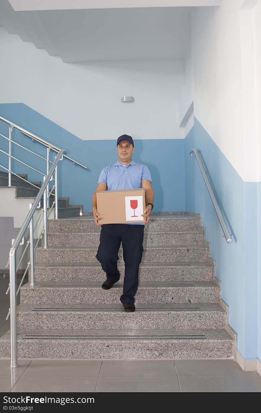 View of delivery man in uniform