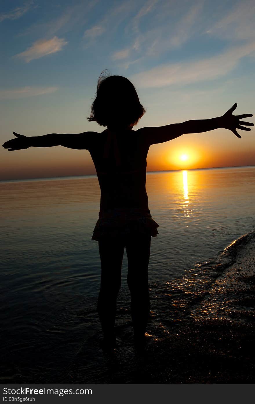 Child on beautiful sunset beach. Child on beautiful sunset beach