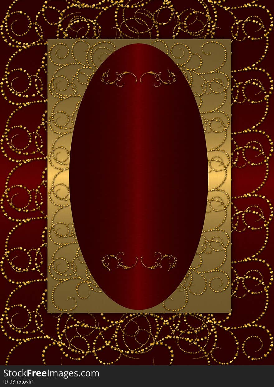 Gold elements with dark red vintage background. Gold elements with dark red vintage background