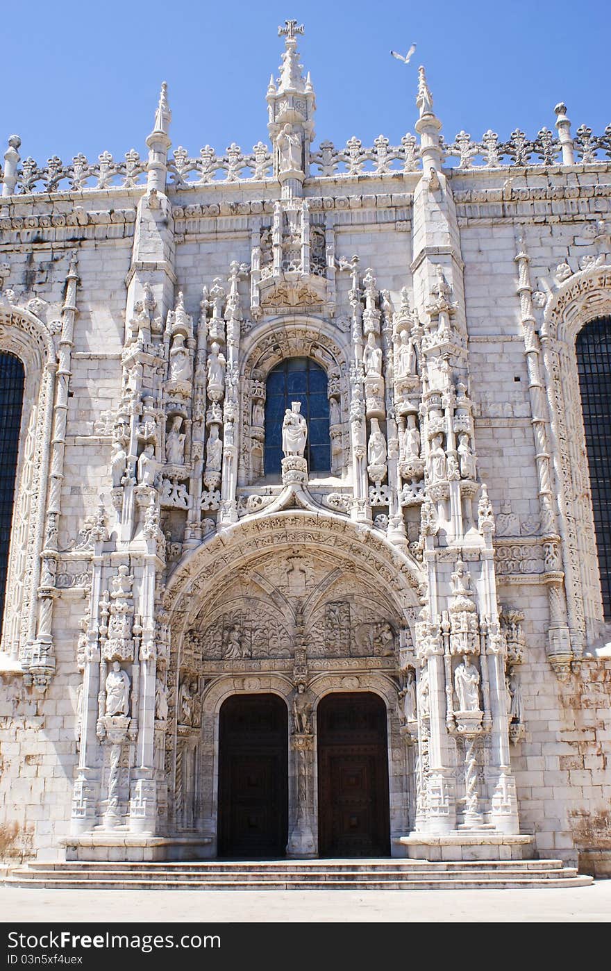 Main entrance to Jeronimos Monastery in Belem, Lisbon, Portugal. Main entrance to Jeronimos Monastery in Belem, Lisbon, Portugal