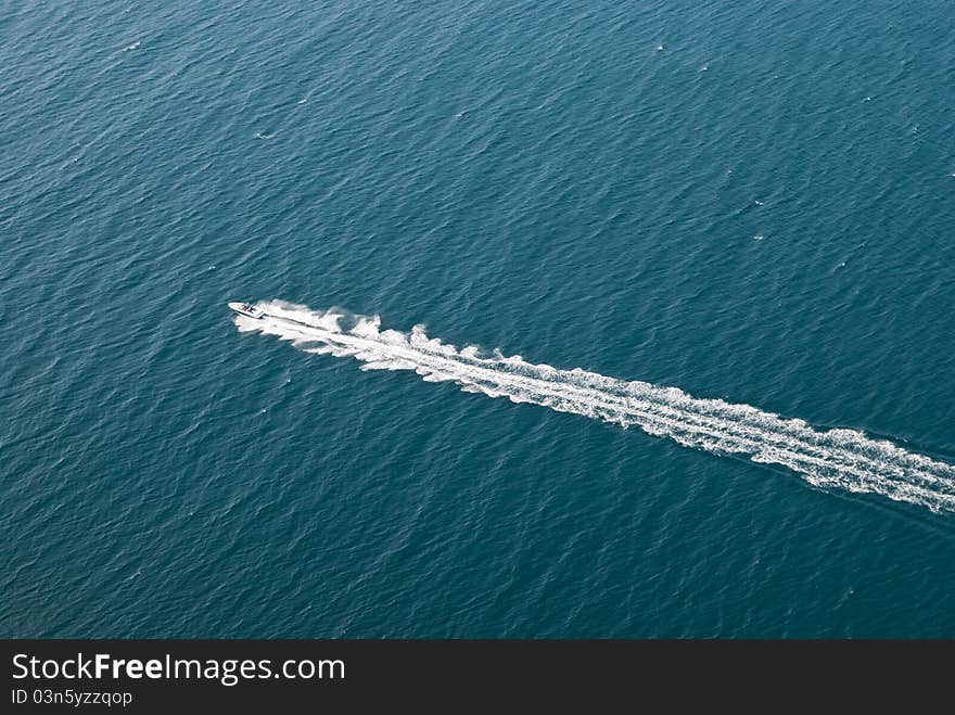 Speedboat on surface of the sea