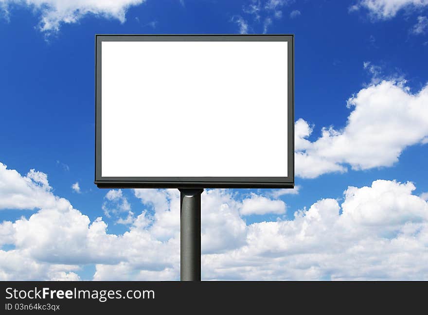 Blank billboard against blue sky, put your own text here