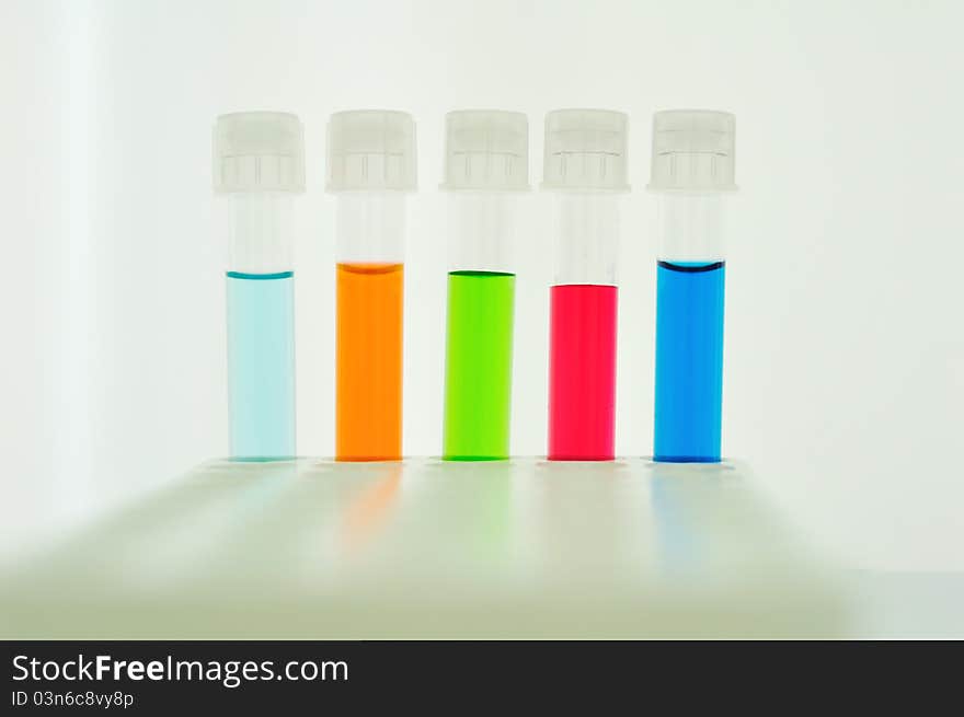 Test tubes with colorful reagent