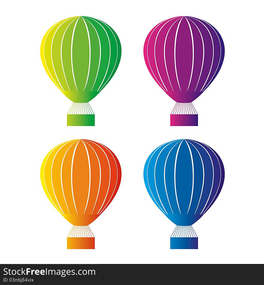 Vector isolated color hot air balloons.