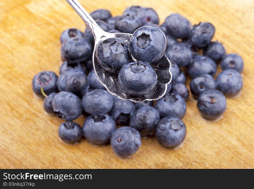 Blueberries on a spoon